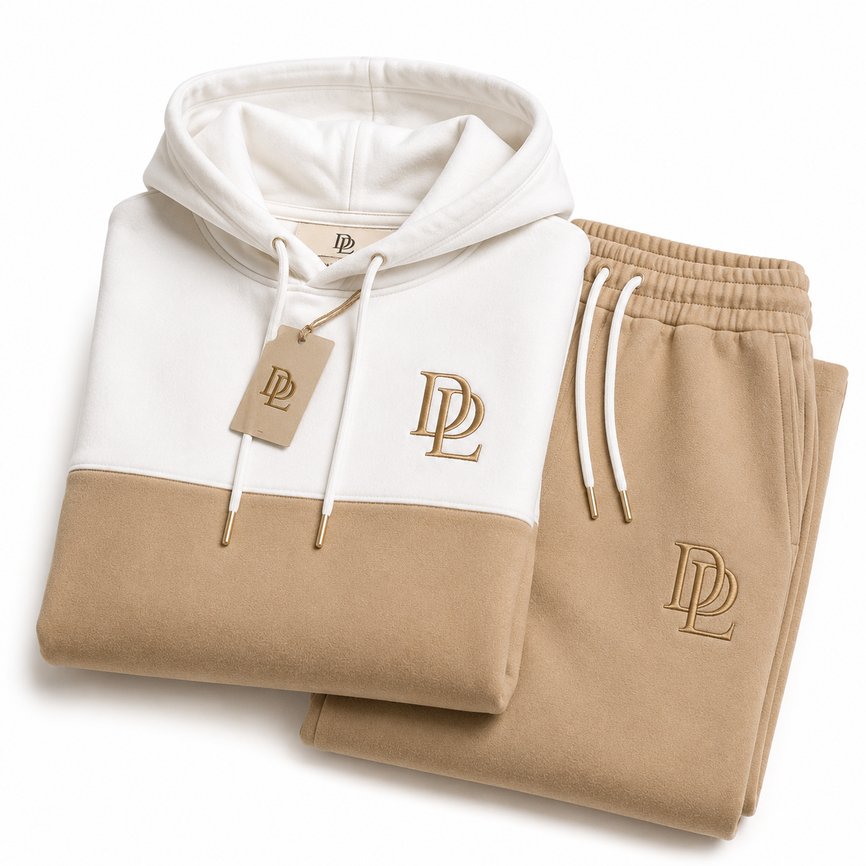 Tan and white Oversized Tracksuit
