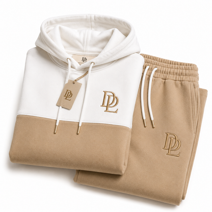 Tan and white Oversized Tracksuit