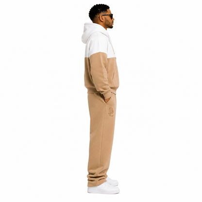 Tan and white Oversized Tracksuit