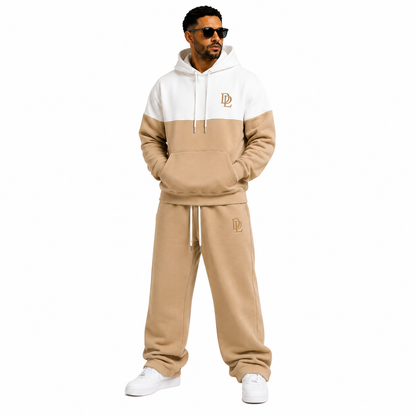 Tan and white Oversized Tracksuit