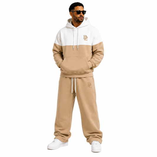 Tan and white Oversized Tracksuit