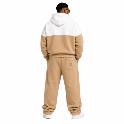 Tan and white Oversized Tracksuit